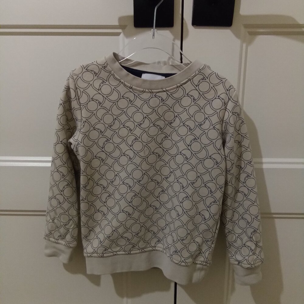 Trussardi junior cream and navy logos sweatshirt kids size 36 months